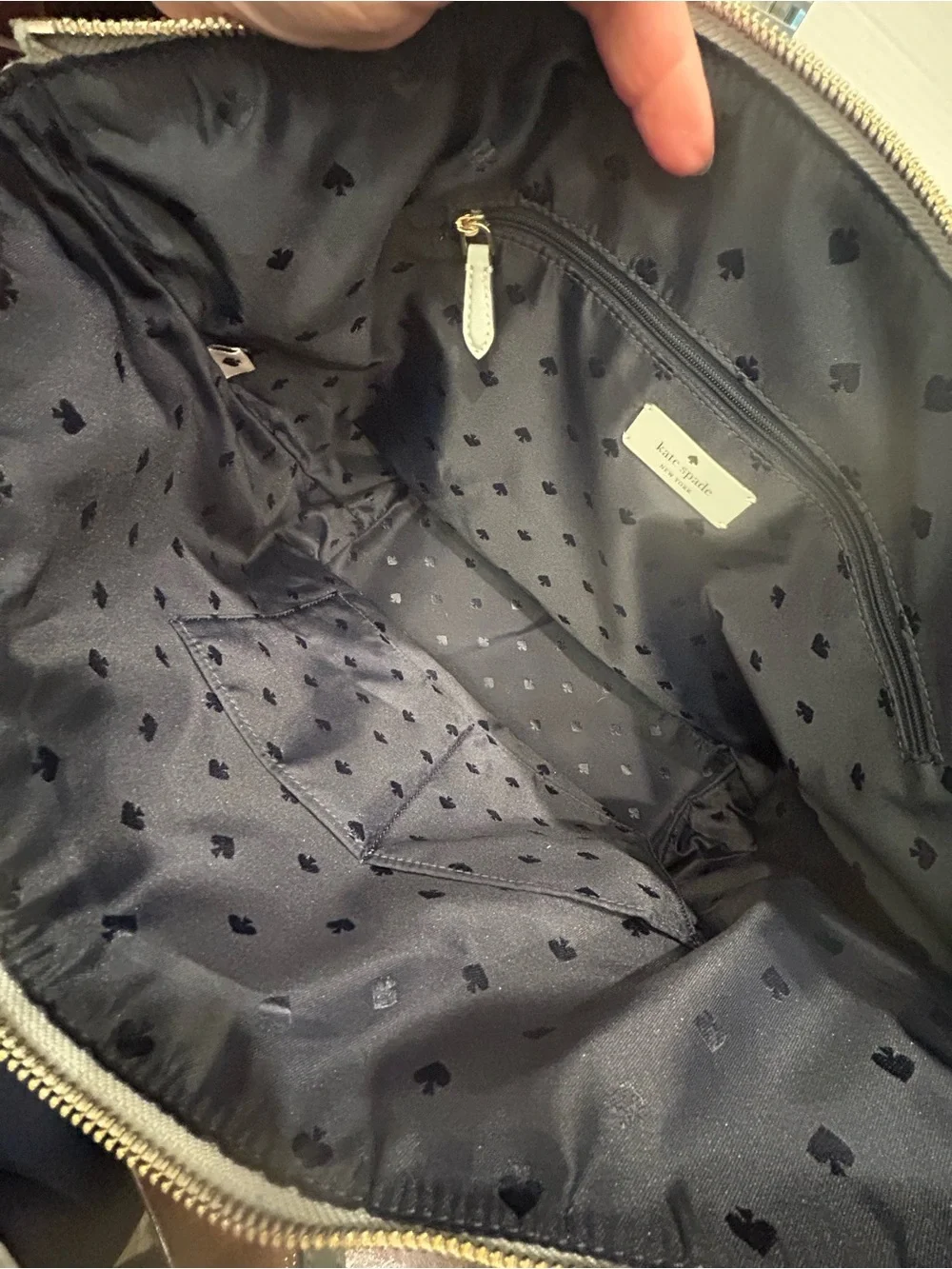 kate spade gray nylon zip-top tote “Kitt” Large